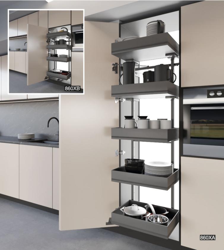 860XK Colonna estraibile per dispensa da cucina Ardesia