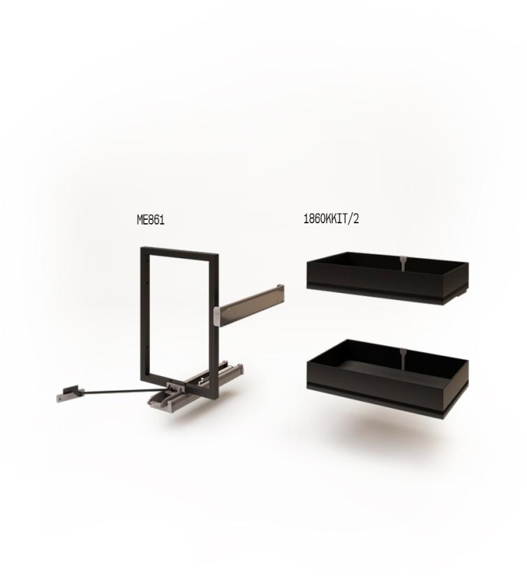 861K Minimal - Sistema estraibile a due cesti per mobile base Nero
