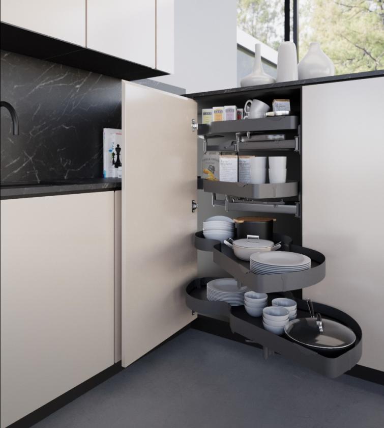 846BY Combi's 2 - Ripiani girevoli ad estrazione totale per angolo base Slate