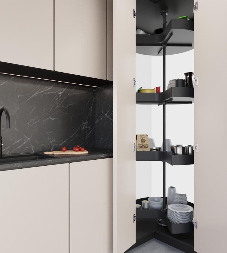 828HH Kit girevole angolo colonna con 4 cesti 3/4 Nero