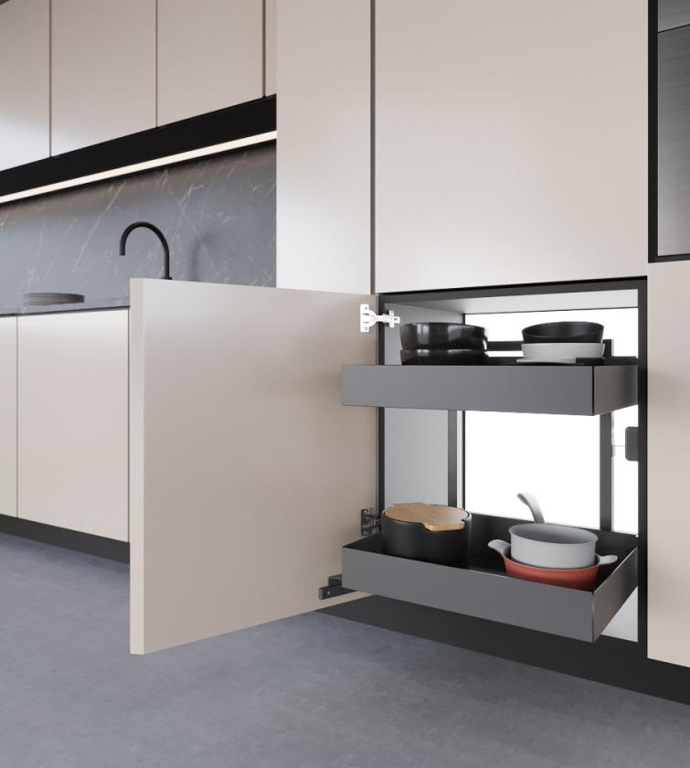 861Y Minimal - Sistema estraibile a due cesti per mobile base Ardesia