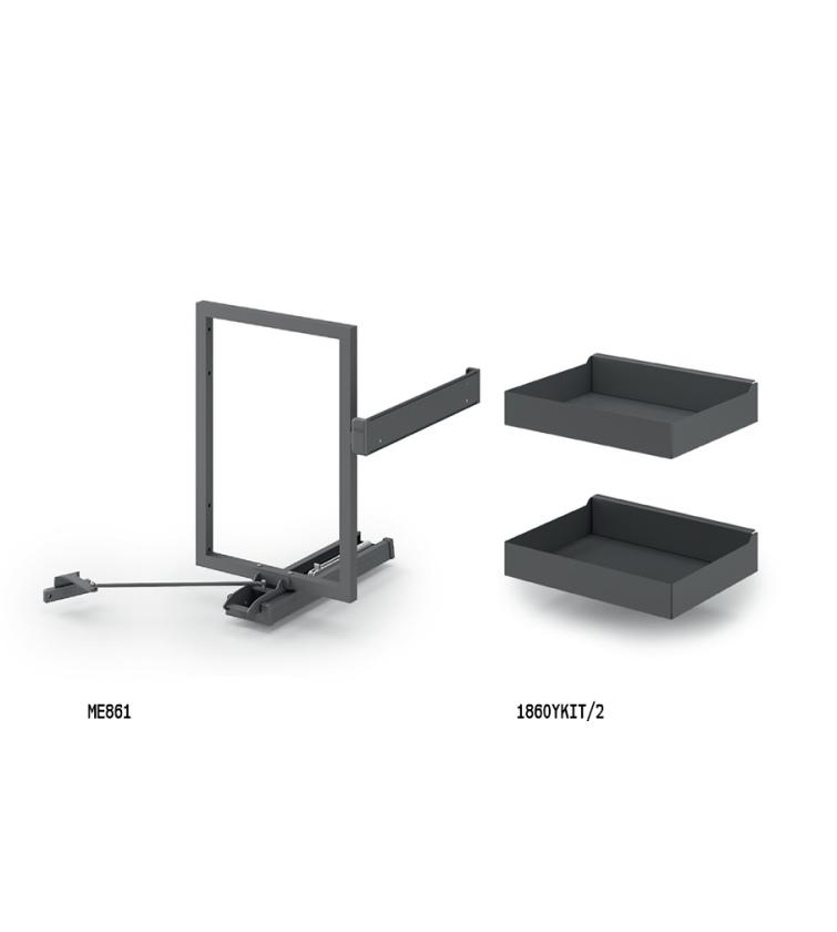 861Y Minimal - Sistema estraibile a due cesti per mobile base Ardesia