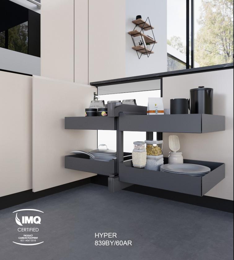 839BY Compact 2 - Meccansimo angolare reversibile ad estrazione totale Ardesia