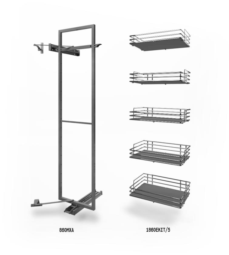 860XAE Maxima - Colonna dispensa reversibile Titanium