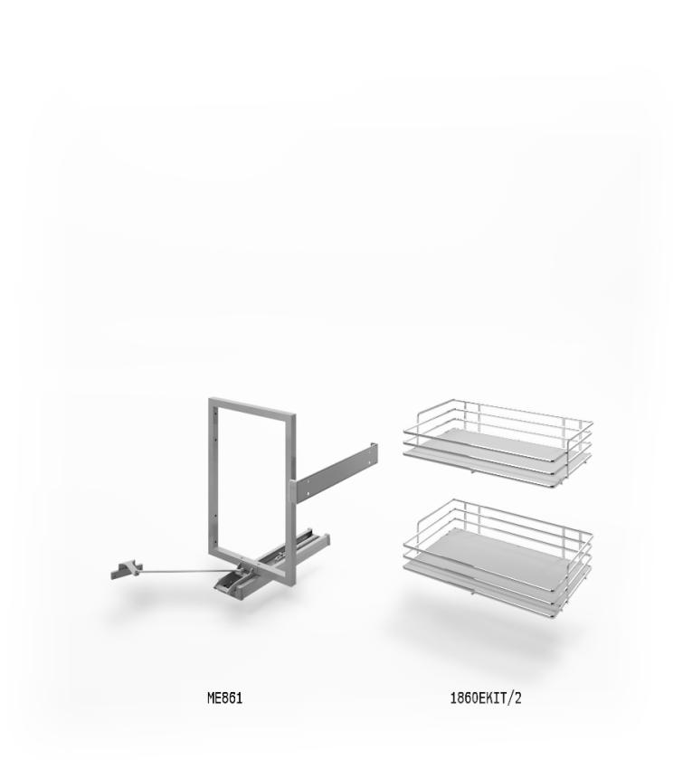 861E Minimal - Sistema estraibile a due cesti per mobile base Cromo Bianco