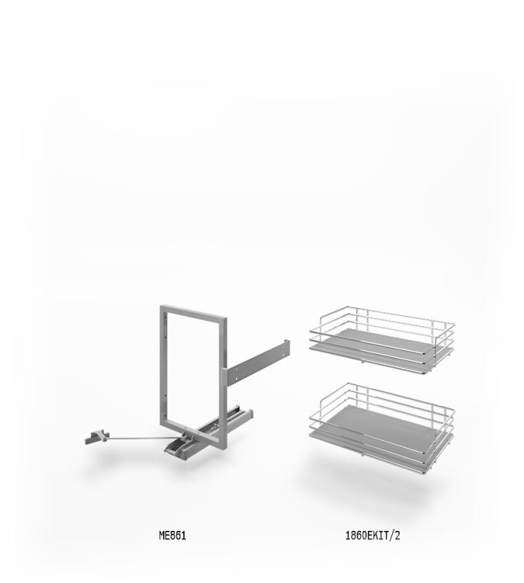 861E Minimal - Sistema estraibile a due cesti per mobile base Cromo Grigio
