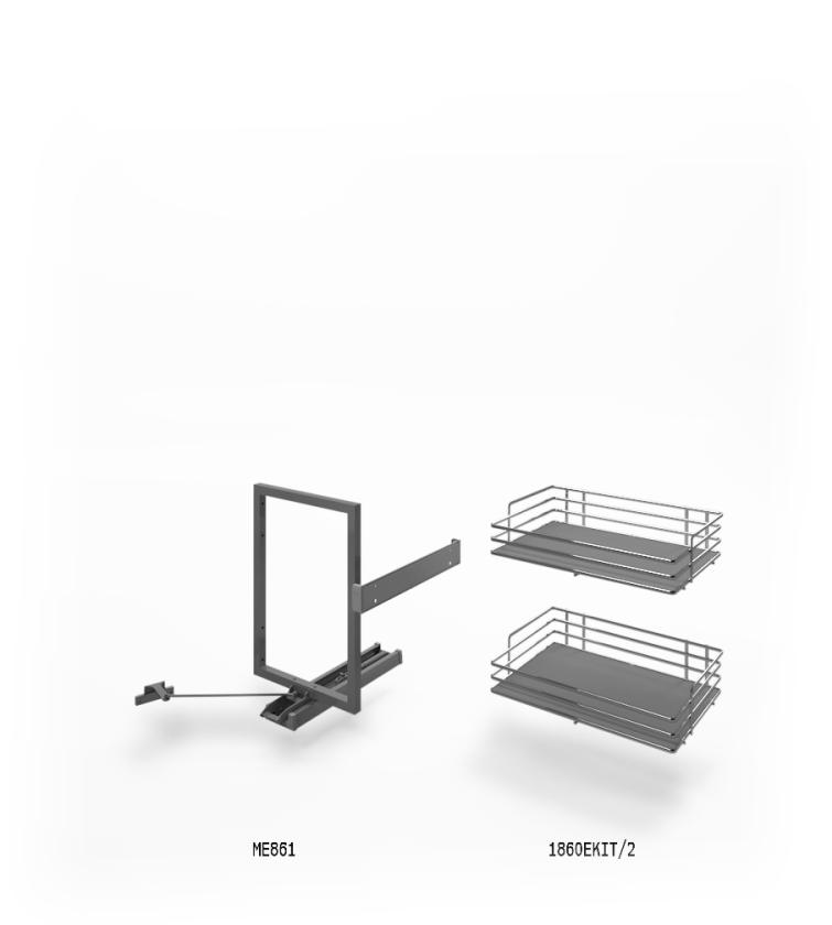 861E Minimal - Sistema estraibile a due cesti per mobile base Titanio