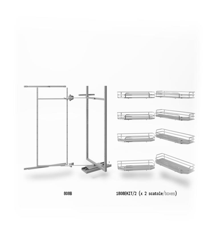 808BE Colonna attrezzata estraibile e reversibile Cromo Grigio