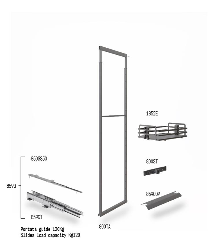 859E Colonna estraibile con guide a sfera Ardesia