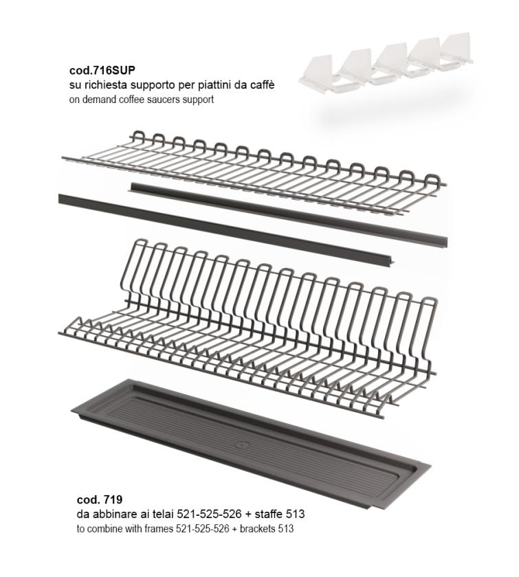 719 Kit scolapiatti in filo ovale Ardesia