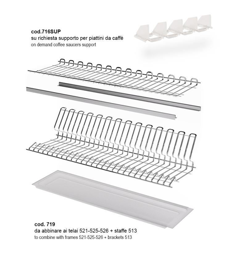 719 Kit scolapiatti in filo ovale Cromo