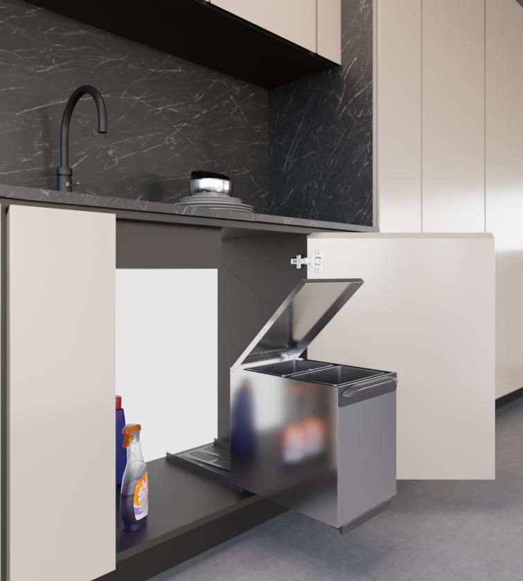 97XP/2 Pattumiera in acciaio ad estrazione frontale Slate