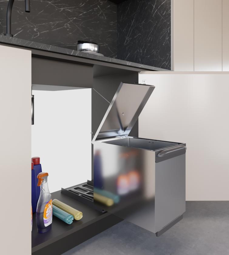 97XP/1 Pattumiera in acciaio ad estrazione frontale Slate