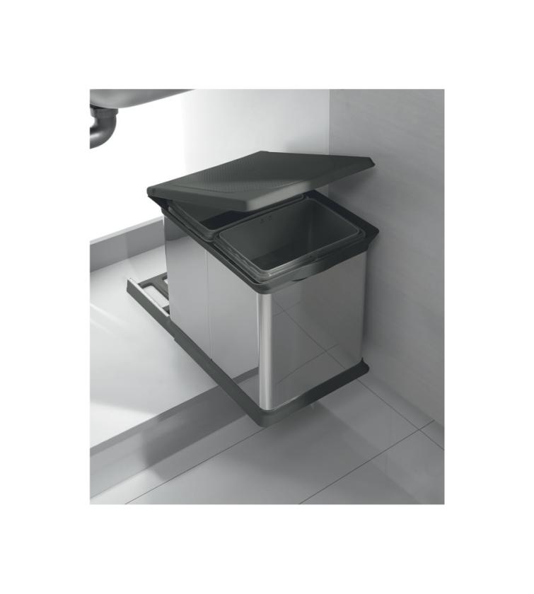 97EXA/2 Pattumiera estraibile con rivestimento in acciaio e coperchio in materiale plastico Slate