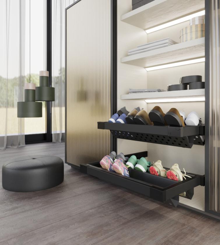 APSL Estraibile porta scarpe per armadio Nero